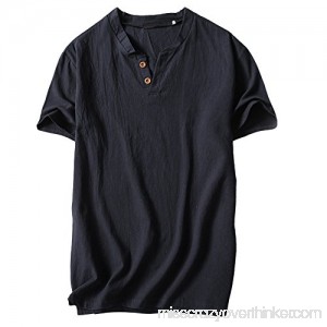 Plain T Shirt Men,Donci Cotton and Linen Casual Basic Tees Comfortable Sweat Absorbent Summer New Tops Black B07Q445FP6
